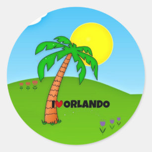 I Love Orlando, Palm Trees and Sunshine, Classic Round Sticker