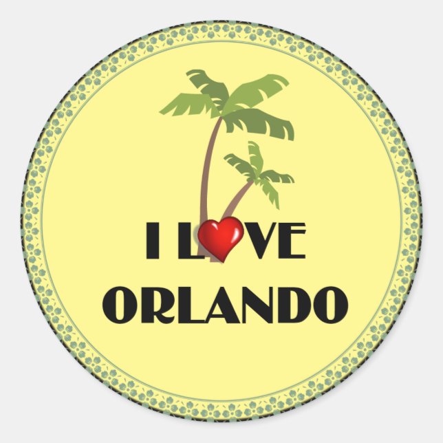 I Love Orlando, tropical design Classic Round Sticker (Front)