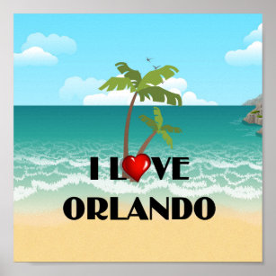 I Love Orlando, tropical design,  Poster