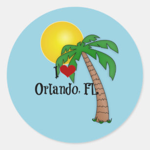 I Love Orlando, tropical design T-Shirt Classic Round Sticker