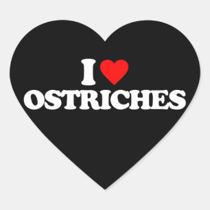I LOVE OSTRICHES HEART STICKER