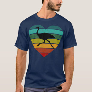 I Love Ostriches Retro Heart T-Shirt