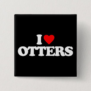 I LOVE OTTERS 15 CM SQUARE BADGE