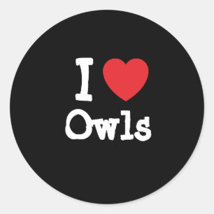 I love Owls heart custom personalised Classic Round Sticker