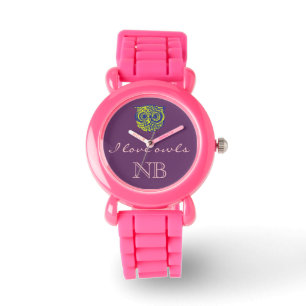 i love owls initials watch