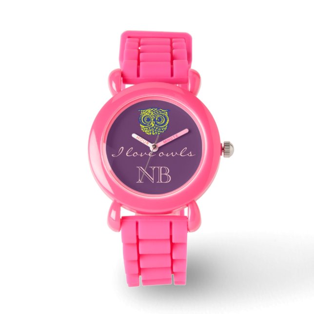 i love owls initials watch (Front)