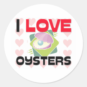 I Love Oysters Classic Round Sticker