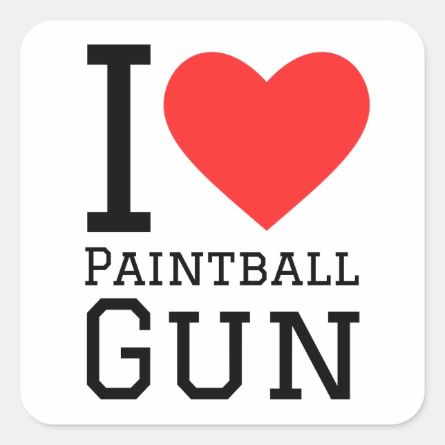 I love paintball gun square sticker (Front)