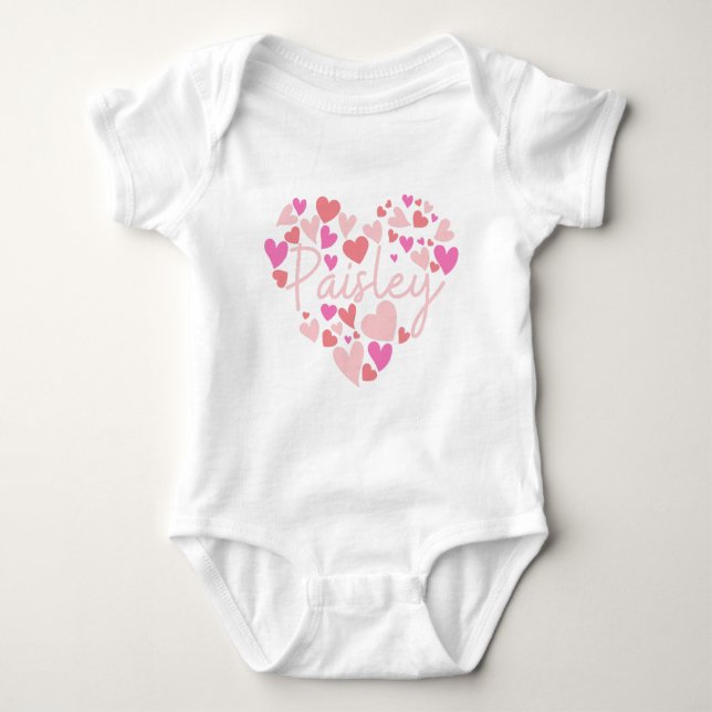 I love Paisley hearts in pink Baby Bodysuit (Front)