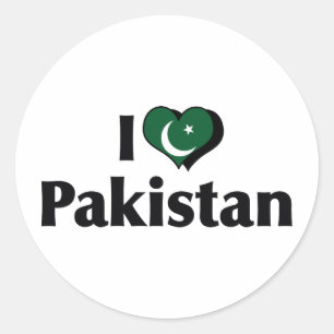 I Love Pakistan Flag Classic Round Sticker