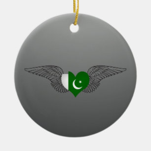 I Love Pakistan -wings Ceramic Tree Decoration