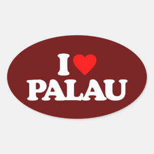 I LOVE PALAU OVAL STICKER