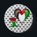 I love Palestine 7.5 Cm Round Badge<br><div class="desc">free Palestine
 free Gaza
 I love Palestine
 I heart Palestine
 Palestinian flag in shape of heart
 kufiya cloth
 Keffiyeh scarf
 shemagh head dress
 End the occupation
 BDS movment
 boycott Israel
 green red black white flag Palestine</div>