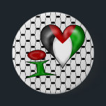 I love Palestine 7.5 Cm Round Badge<br><div class="desc">free Palestine
 free Gaza
 I love Palestine
 I heart Palestine
 Palestinian flag in shape of heart
 kufiya cloth
 Keffiyeh scarf
 shemagh head dress
 End the occupation
 BDS movment
 boycott Israel
 green red black white flag Palestine</div>