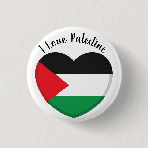 I Love Palestine Button Patriotic Palestinian Flag