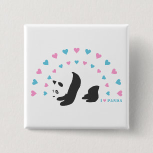 I Love Panda 15 Cm Square Badge