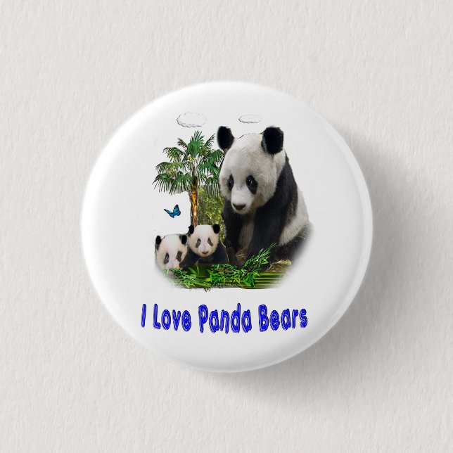 I love panda Bears 3 Cm Round Badge (Front)
