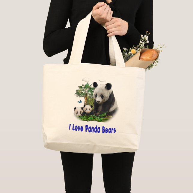 I love panda Bears Large Tote Bag (Front (Product))