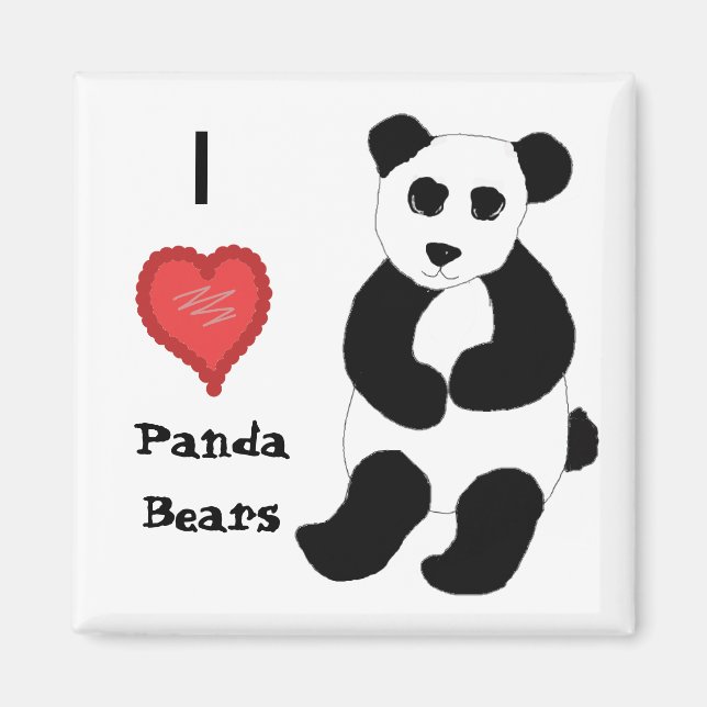 I Love Panda Bears Magnet (Front)
