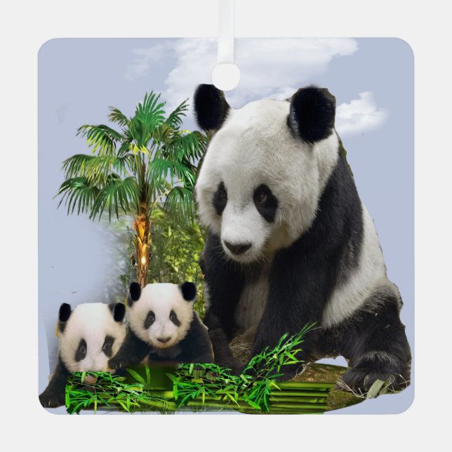 I love panda Bears Metal Tree Decoration (Front)