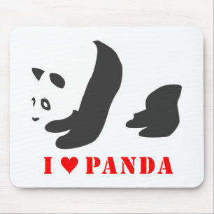 I Love Panda (Black) Mouse Pad