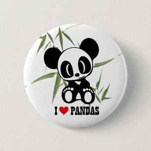 I Love Pandas 6 Cm Round Badge