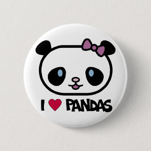 I Love Pandas 6 Cm Round Badge