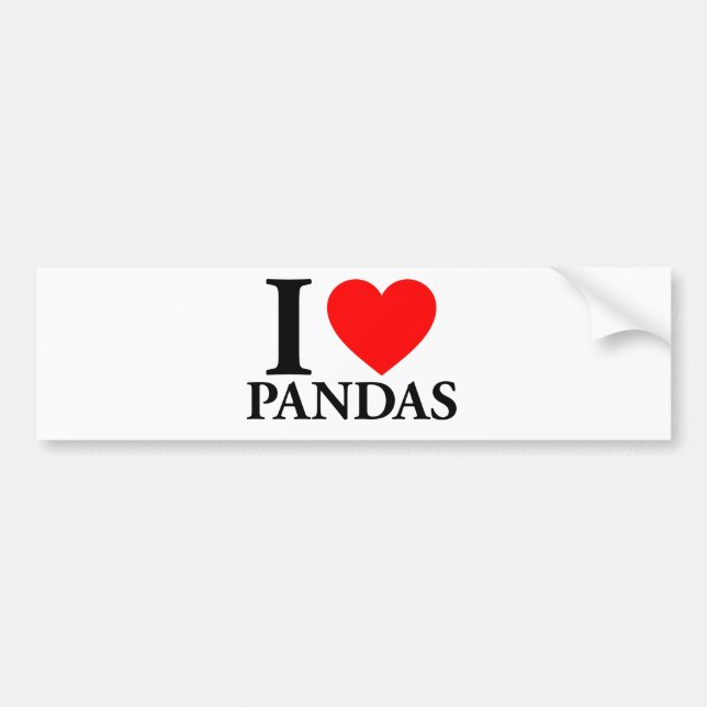 I Love Pandas Bumper Sticker (Front)
