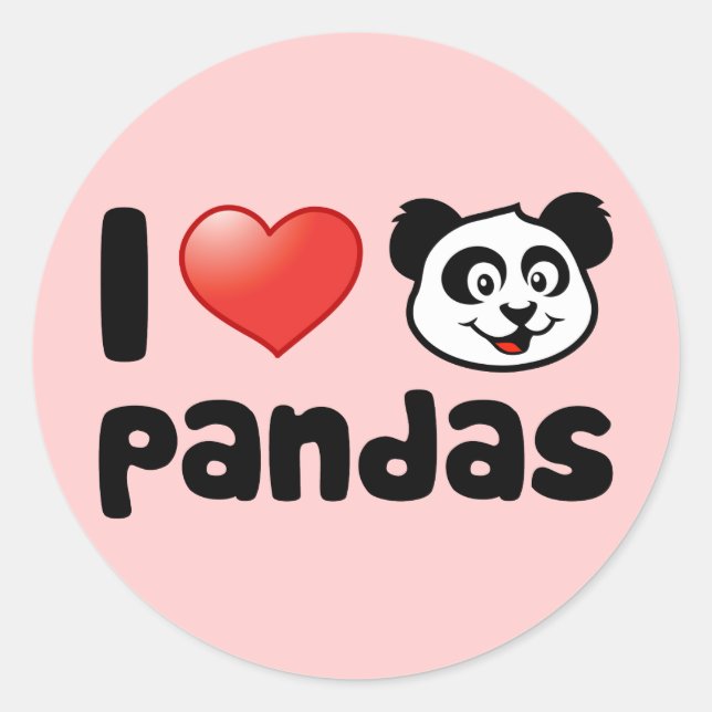 I Love Pandas Classic Round Sticker (Front)