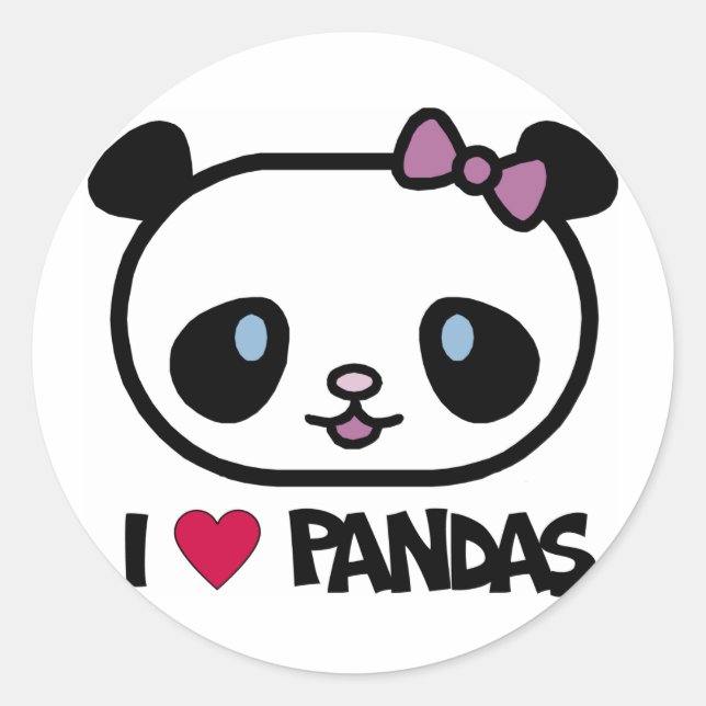 I Love Pandas Classic Round Sticker (Front)