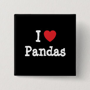 I love Pandas heart custom personalised 15 Cm Square Badge