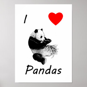 I Love Pandas Poster