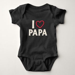I love Papa, White Red Meaning Cute Baby Bodysuit