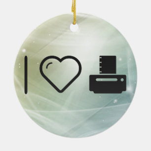I Love Paper Printers Ceramic Ornament