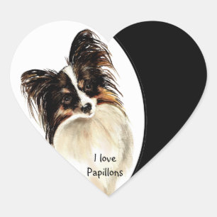 I love Papillons Dog, Pet with Heart Sticker