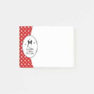 I Love Papillons (white & black) Hearts Dogs Cute Post-it Notes