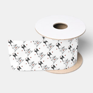 I Love Papillons (white & black) Hearts Dogs Cute Satin Ribbon