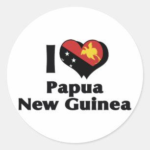 I Love Papua New Guinea Flag Classic Round Sticker