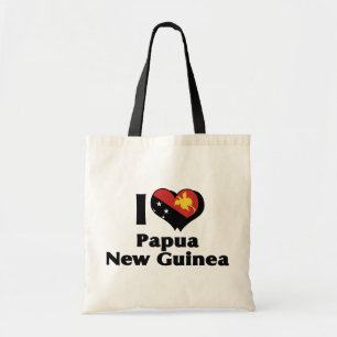 I Love Papua New Guinea Flag Tote Bag