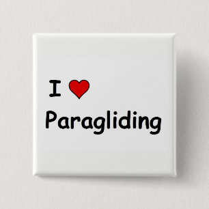 I Love Paragliding 15 Cm Square Badge