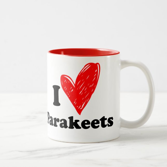 I love Parakeets Two-Tone Coffee Mug (Right)