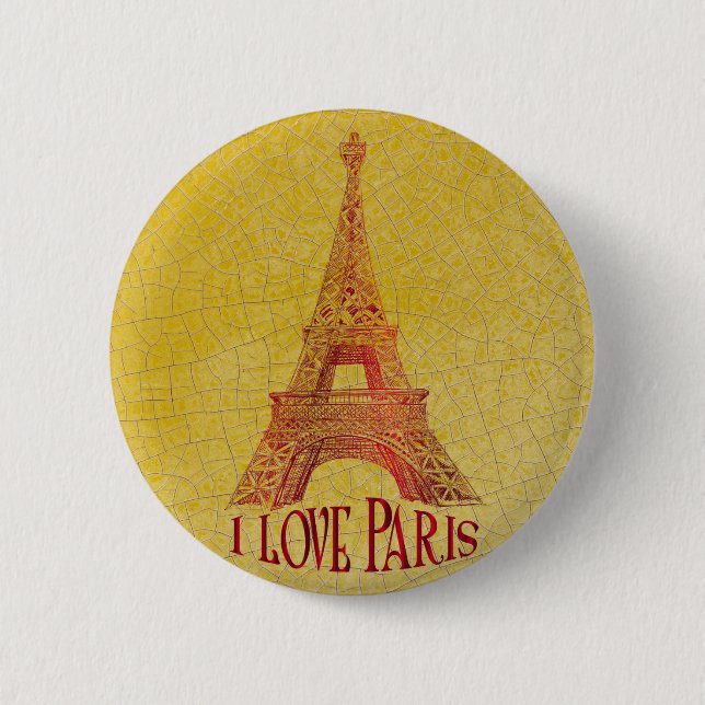 I love Paris 6 Cm Round Badge (Front)