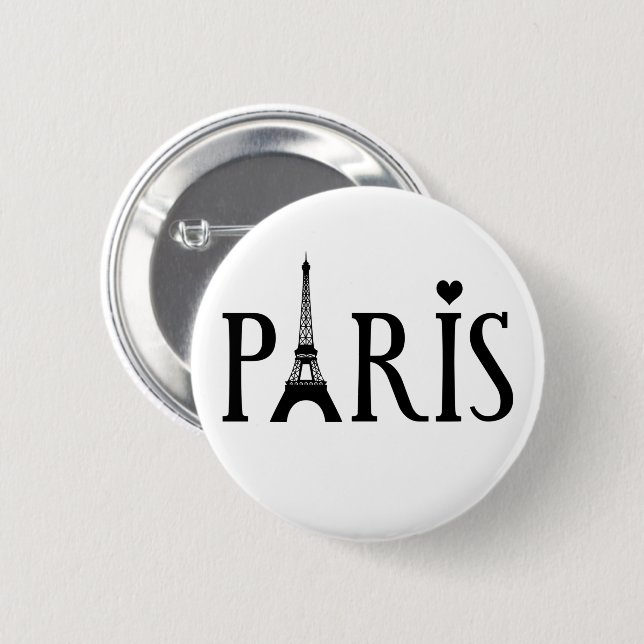 I Love Paris  6 Cm Round Badge (Front & Back)