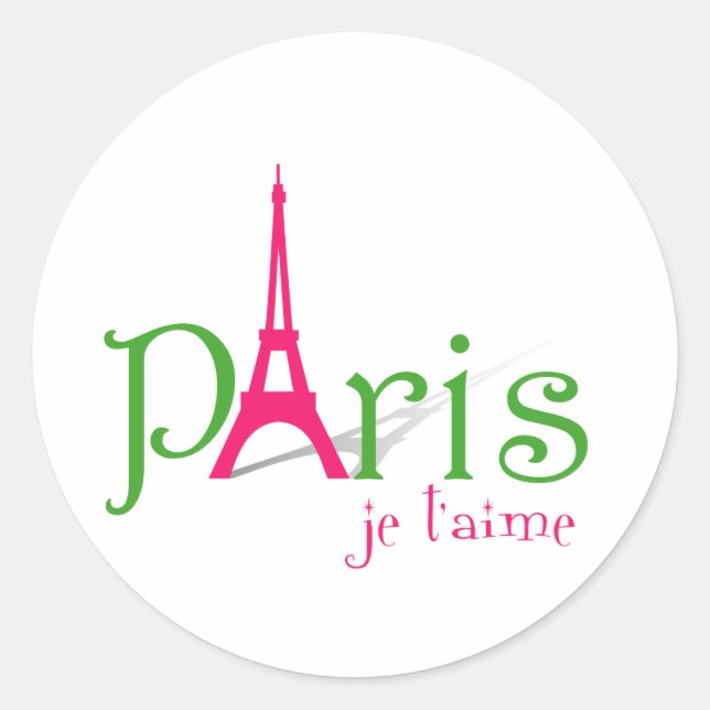 I love Paris Classic Round Sticker (Front)
