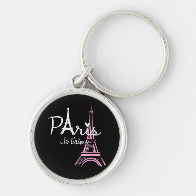 I Love Paris Eiffel Tower France French Souvenir Key Ring (Front)