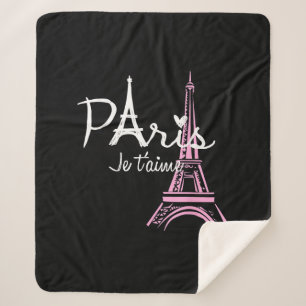 I Love Paris Eiffel Tower France French Souvenir Sherpa Blanket