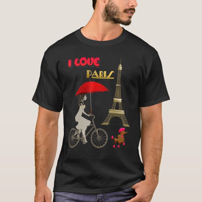I Love Paris Eiffel Tower France  French Souvenir T-Shirt (Front)
