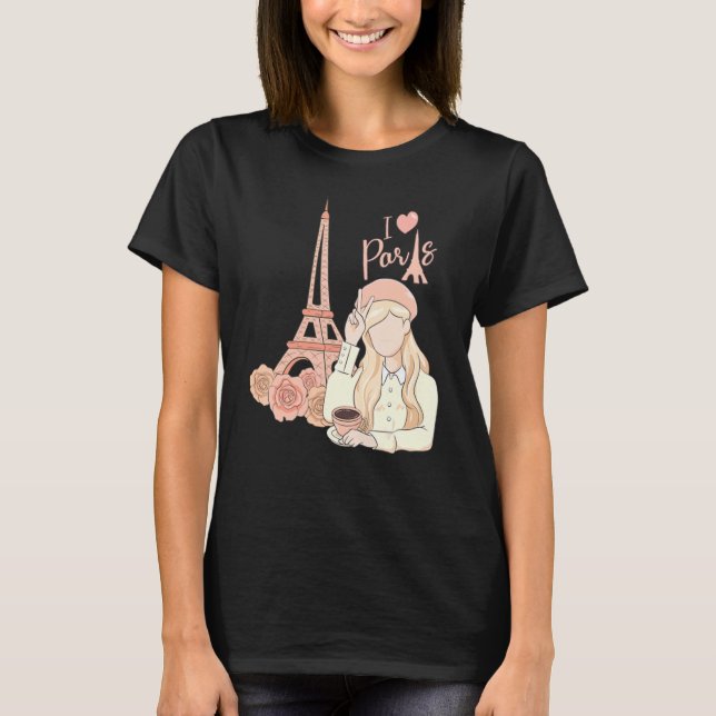 I Love Paris Eiffel Tower France  French Souvenir T-Shirt (Front)