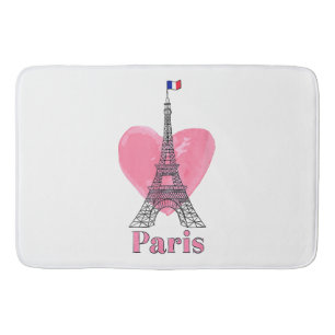 I Love Paris Eiffel Tower France Gift Bath Mat