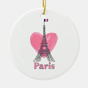 I Love Paris Eiffel Tower France Gift Ceramic Ornament